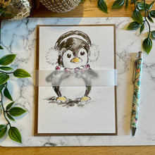 Load image into Gallery viewer, Penguin Earmuffs - Christmas Card
