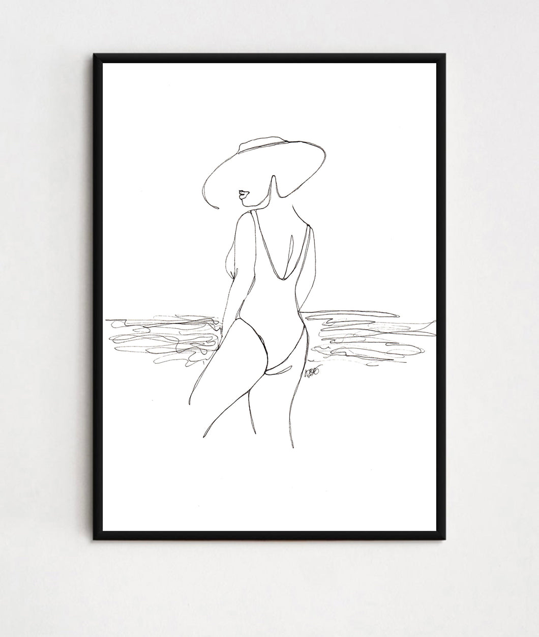 Beach Lady Line Drawing